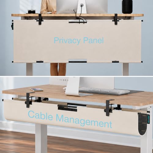 No Drill Under Desk Cable Management Tray, 45.2" Felt Cord Organizer - size: 45.2"-Khaki