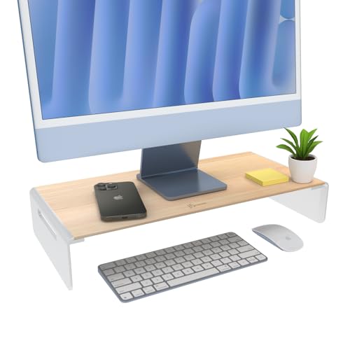 j5create Premium Monitor Stand, Made with Elegant Wood and Sleek Aluminum