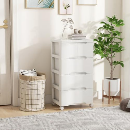 5-Drawer Plastic Rolling Storage Cart (16"x13"x31") | Mobile Storage Cabinet | Vertical Storage Tower Container Unit | 4 Universal Wheels | For Living Room, Home Office - size: 16”x13”x31” (5 Drawers)