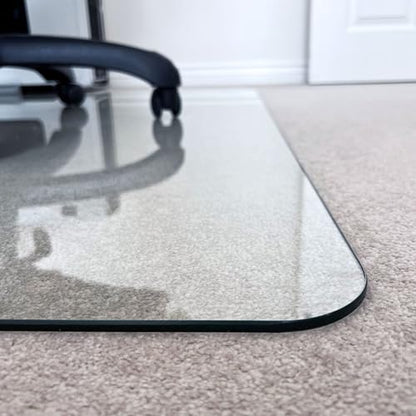 Marvelux Tempered Glass Office Chair Mat for Carpet & Hardwood Floors Clear Carpeted & Hard Floor Protector, Executive Thick Chair Mat for High & All Pile Carpets & Hard Wood with No Slip Pads 36”x40”