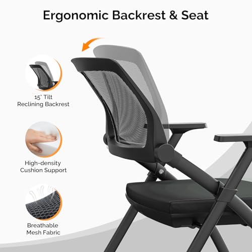 VINGLI 40 Pack Stackable Conference Room Chairs with Wheels, Folding Office Chair with Rebound Back, Padded Seat for Training Room, Guest, Reception, Event, Capacity 350lbs, Black - size: 40 Pack