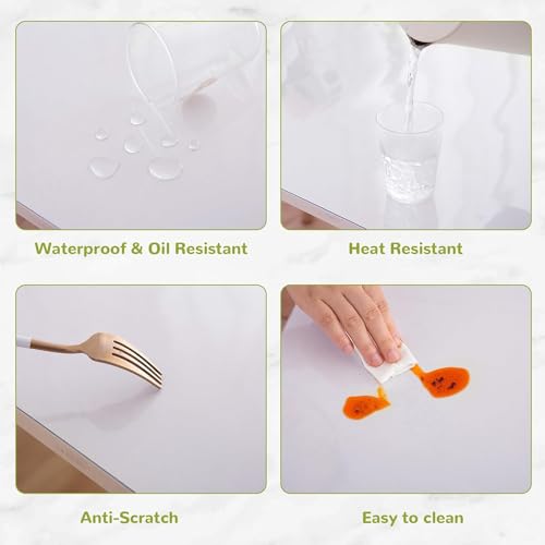 14 x 51 Inch Clear Table Cover Protector, Clear Desk Mat, Transparent Table Protector, 1.5mm Plastic Table Cover, Vinyl Table Protector, Desk Mats on Top of Desks - size: 14" x 51"