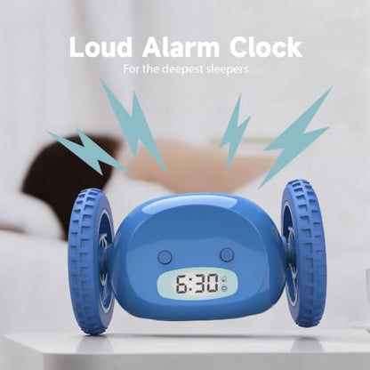 CLOCKY Runaway Digital Loud Rolling Alarm Clock for Heavy Sleeper Adults - color: Blue