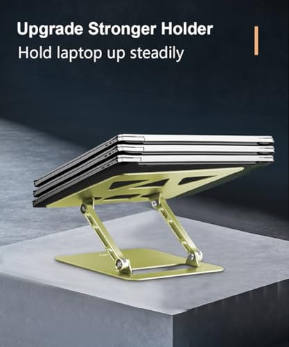 Aoviho Laptop Stand for Desk,Adjustable Laptop Stand Holder and Riser,Foldable Aluminum Notebook Computer Stands for MacBook Air Pro HP Lenovo Dell Samsung Chromebook, 10-15.6 inch,Yellow Green - color: Yellow Green