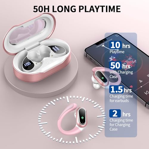 Wireless Earbuds, 2026 Bluetooth 5.4 Headphones, ENC Noise Canceling Mic - color: Loyal Pink