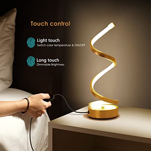 NUÜR Table Lamps for Living Room Set of 2, Gold Dimmable LED Lamp, Small Bedside Lamps, Nightstand Lamp for Bedroom Home Office Living Room - color: Gold 2 Pack