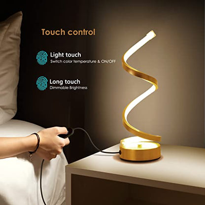 NUÜR Table Lamps for Living Room Set of 2, Gold Dimmable LED Lamp, Small Bedside Lamps, Nightstand Lamp for Bedroom Home Office Living Room - color: Gold 2 Pack