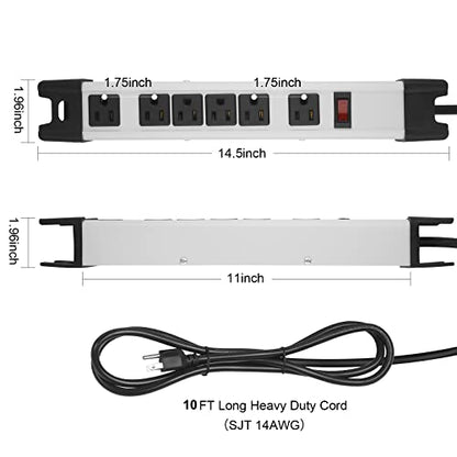 CCCEI Heavy Duty Surge Protector Power Strip. Grey, 10ft, 1. - color: Grey, size: 10ft
