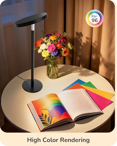EDISHINE LED Table Lamp, Desk Lamp with 2 Adjustable Height, High CRI 90+ - color: Black