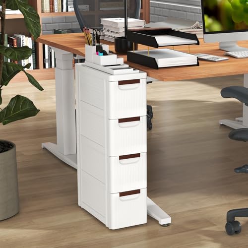 LOKO 4-Drawer Narrow Storage Cabinet, Slim Rolling Cart (7.5"x16.5"x29.5") - size: 7.5"x16.5"x29.5" (4 Drawer)