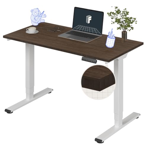 FLEXISPOT E6 Bamboo 3-Stage Dual Motor Electric Standing Desk 48 x 24 Sit Stand Up Desk, Holds 220 lbs, Adjustable Height w/Memory Presets, Solid Walnut Bamboo Desktop & White Frame, Ships in 2 Boxes - color: White Frame+ Walnut Bamboo Top, size: 48"x24"