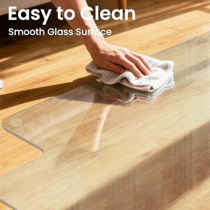 Tempered Glass Chair Mat with Lip, 53" x 45" Heavy-Duty Office Floor Protector for Under-Desk Reach, for Carpet & Hardwood, 1/5" Thick - size: 45" x 53" w/ Lip