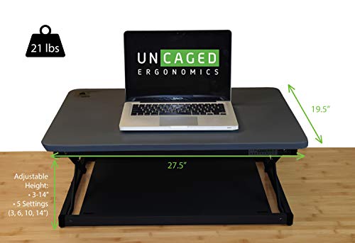Uncaged Ergonomics Small Standing Desk Converter & Desk Riser (2 Pack) - color: 2 Pack | BLACK