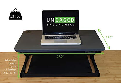 Uncaged Ergonomics Small Standing Desk Converter & Desk Riser (2 Pack) - color: 2 Pack | BLACK