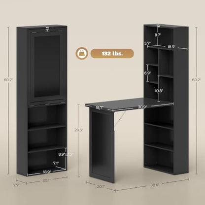 HOMCOM Foldable Convertible Writing Table Computer Desk, Black - color: Black