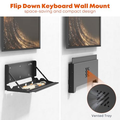 24 Inch Flip Down Keyboard Tray Wall Mount, Fold Down Typing Platform