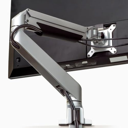 Desky Single Monitor Arm – VESA Mount 17"-32" Screen Full Motion Desk Clamp & Grommet Base – Adjustable Tilt, Swivel, Rotation – Matte Black - color: Black