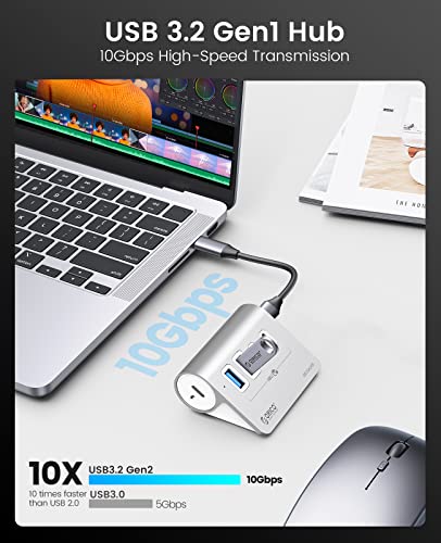 ORICO 4-Port Desktop USB 3.2 Hub, 10Gbps Aluminium USB Splitter for Laptop - size: 50cm, style: M3CU2