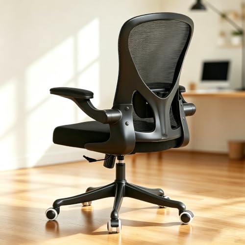 Ergonomic Office Desk Chair High Back Mesh Computer Chair Adjustable Chair | 360° Swivel Adjustable Lumbar Support & Flip-Up Armrests capacity 300 lbs capacity - color: 01black