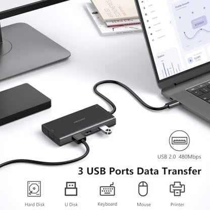 USB C Docking Station Dual Monitor Computer Multiple Monitor Hub Adapter