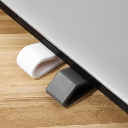 Veemoon 4pcs Adjustable Laptop Riser Stand with Anti-Skid Base and Ventilated Cooling Pad for Notebook Computers, Universal Laptop Holder for Home and Office, Gray and White