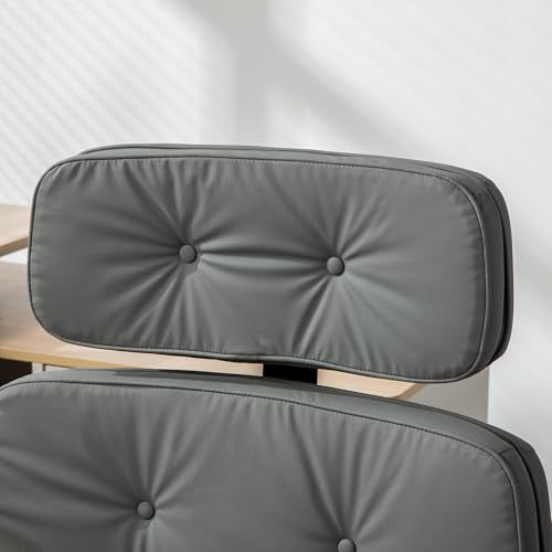 Criss Cross Chair with Wheels & Adjustable Armrests, High Back PU Leather Executive Desk Chair for Home Office, Comfy Cross Legged Wide Computer Task Chair, Gray - color: Grey