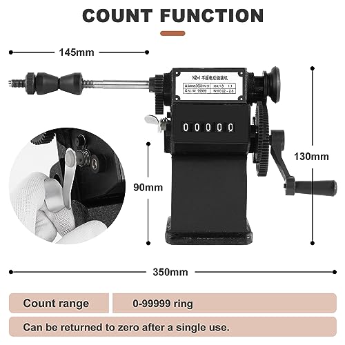 Manual Coil Winding Machine 1/16"- 1/2" Hand Coil Winder with Counter for Spirals, Motor Coil, Guitar Pickup Coils