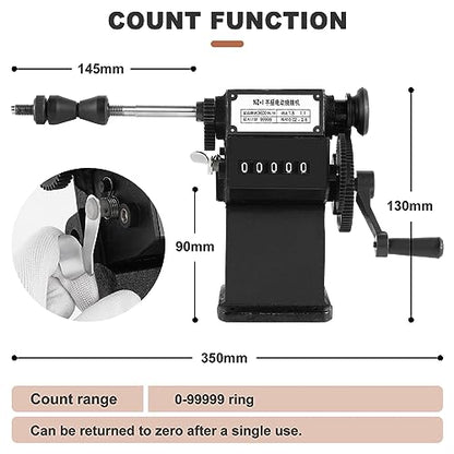 Manual Coil Winding Machine 1/16"- 1/2" Hand Coil Winder with Counter for Spirals, Motor Coil, Guitar Pickup Coils
