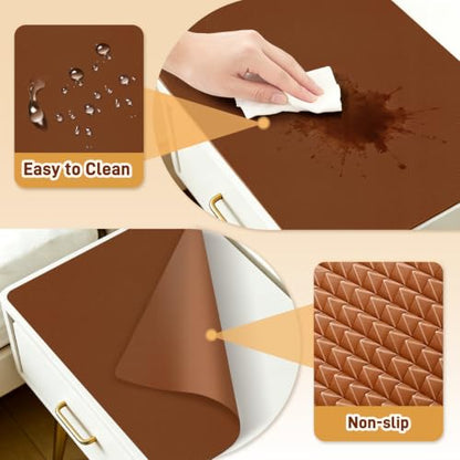 PU Leather Desk Protector/Nightstand Mat, 13.8X10.8 in Brown - color: Brown, size: 13.8" x 10.8"