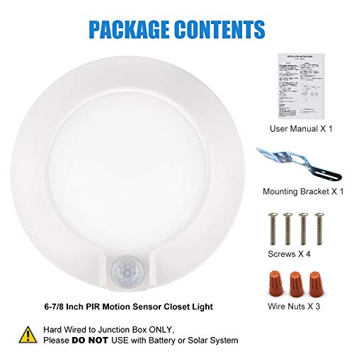 Closet Lights Motion Sensored, LED Closet Light Motion Activated, 5000K Daylight 6-7/8 Inch 10W Motion Sensor Ceiling Light, Closet Lights Wired, Pantry Light 90CRI, No Battery, Damp Rated ETL - color: 5000K Daylight