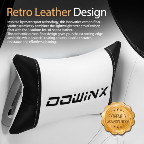 Dowinx Gaming Chair Breathable PU Leather Gamer Chair with Footrest Massage Lumbar Support, Big and Tall Ergonomic Reclining Computer Chair with Pocket Spring Cushion for Adults Teens (Black&White) - color: Black&white