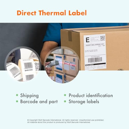 (27,100 labels/20 Rolls) 2“ x 1" Direct Thermal Paper Label White, with perf, 1" core, 4" OD, 1355 Labels per roll - size: 2" x 1", style: 20 Rolls