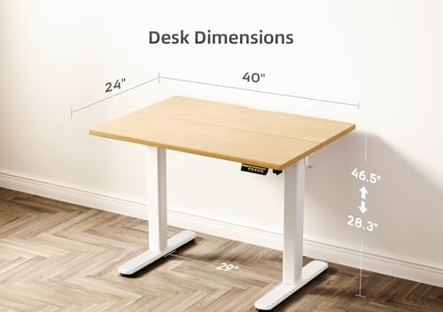 Claiks Electric Height Adjustable Standing Desk, 40x24 Inch, Bamboo | Smooth Height Adjustment, 3 Memory Presets, Cable Management Hub&Hook, Stable Steel Frame, 176lbs Capacity, Easy Assembly - color: Bamboo, size: 40