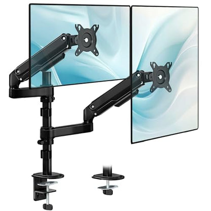 monTEK Vertical Stacked Dual Monitor Stand, 17–32", Full Motion Desk Mount