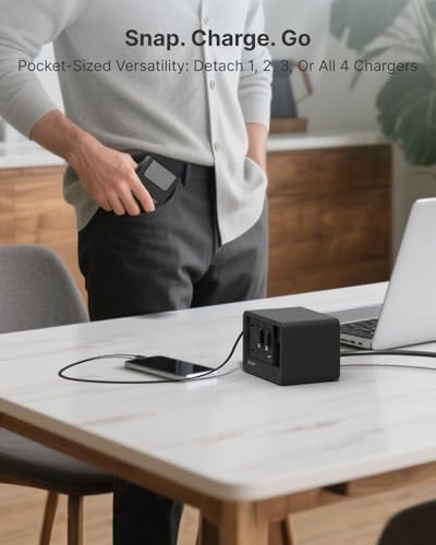 Gitryin 12-in-1 Desktop Charging Station, 160W USB Retractable GaN Charger - size: With 1 Micro, 1 Lightning, 3 Type-C Chargers
