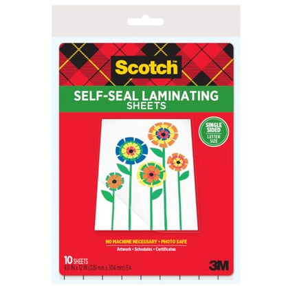 Scotch Self-Seal Single-Sided Laminating Sheets, Letter Size 9 in x 12 in