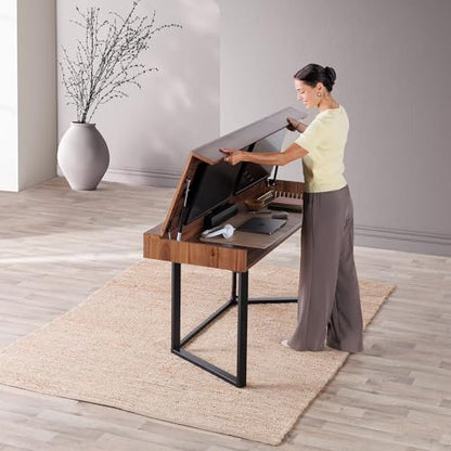 Transformer Table to Desk, Royal Brown | Dining Table to Computer Desk, Work-from-Home Office, Gaming Desk, Study Desk, Space-Saving Furniture - color: Royal Brown