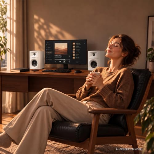 Sanyun SW203 3" 2-Way Active Bookshelf Speakers for Desktop Computer PC - color: White