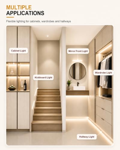 4-Pack 10 Inch Wireless Under Cabinet Lighting, 6500K Motion Sensor Light - color: White | Daylight