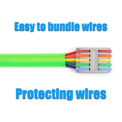 25ft PET Expandable Braided Cable Sleeve 1/3inch(8mm) Pet Braided Cable Sleeve for Audio Video Device Wire Automotive Wire (Green) - color: Green, size: 8mm"(1/3 inch)