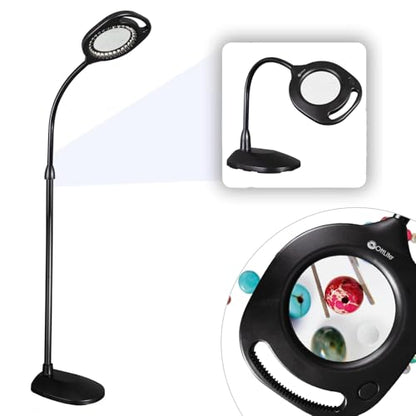 OttLite 2-in-1 ClearSun LED Magnifier Floor and Table Lamp, Black - color: Black - ClearSun