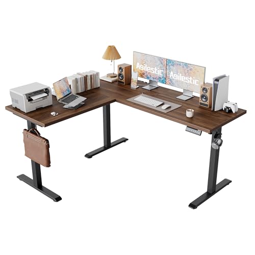 Agilestic L Shaped Standing Desk Adjustable Height, 59 Inch, Dark Walnut - color: Dark Walnut, size: 59 x 48 Inch