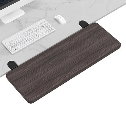 Sisyphy Ergonomics Desk Extender Tray, 25.2x9.5" Punch-Free Clamp on, Foldable Keyboard Drawer Tray, Table Mount Arm Wrist Rest Shelf, Computer Elbow Arm Support - color: Walnut, size: 25.2*9.5"(64*24cm)