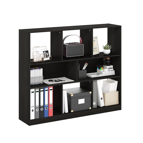 Furinno DALY Book Shelf, 8-Cube Bookshelf, Horizontal Cube Storage Organizer Bookcase, 10.9 x 47.2 x 39.4, for Living Room, Bedroom, Home Office, Espresso - color: Espresso, size: Standard, 8-Cube