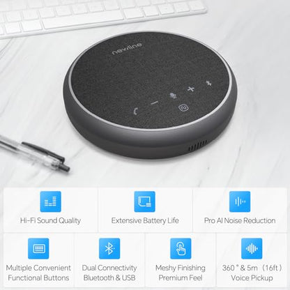 N newline Conference Speaker and Microphone, 2 Mics 360° Voice Pickup, AI Noise Reduction & Clear Calls, USB & Bluetooth Speakerphone, Up to 12H Call Time, for Small-to-Mid Meetings & Home Office