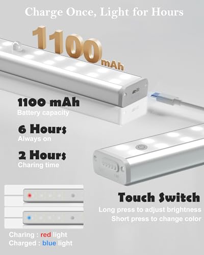 Under Cabinet Lighting Rechargeable 48-LED Wireless Under Cabinet Lights Remote, Kitchen Counter Lights Closet Lights RGB Perfect for Indoor Pantry Display Shelf 15 Color Changing(6 Packs) - color: RGB/6 Pack