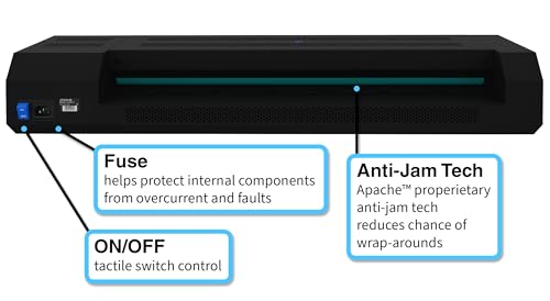 Apache Professional Laminator, Thermal Pouch, 25.5 Inch Max Width, 1.5-33 Mil, True Anti-Jam Technology, School & Office Lamination Machine, Variable Speed & Temperature, Fast Output, Robust Design - color: 26" Black