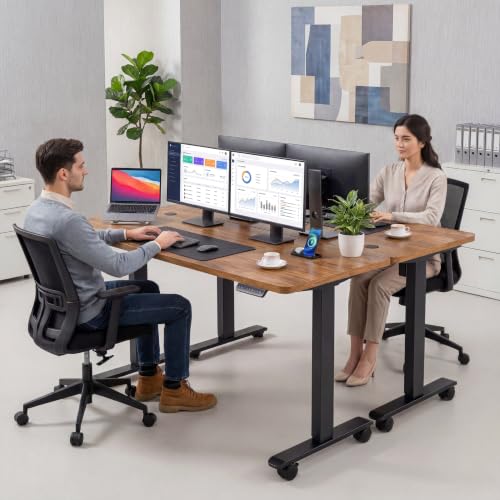 farexon 71x28 Inch Electric Standing Desk with Mouse Pad, Brown - color: Brown, size: 71 x 28''
