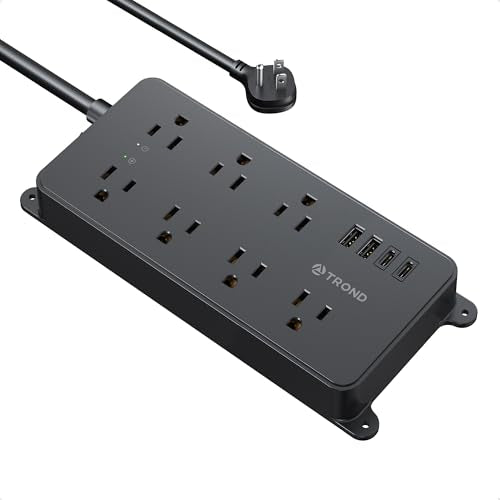TROND Power Strip Surge Protector, 2 USB-A and 2 USB-C, ETL Listed, 1700J - color: Black, size: 5ft, style: 7 Outlets