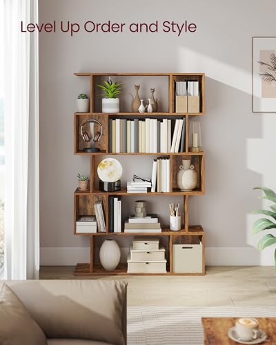 VASAGLE 5-Tier Bookcase, Open Storage, 35.4 x 9.4 x 62.6 Inches - color: Rustic Brown, style: 5-Tier (35.4"W)